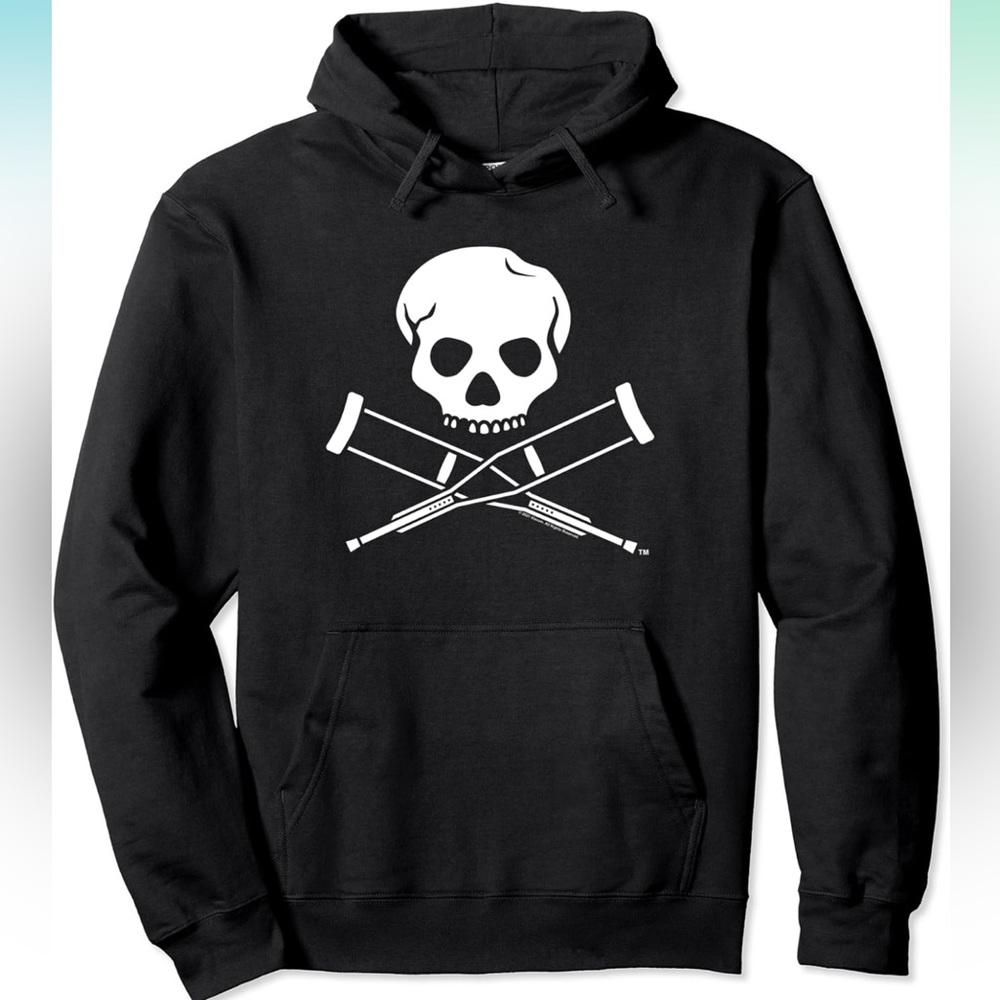 Jackass skull and crutches logo pullover hoodie